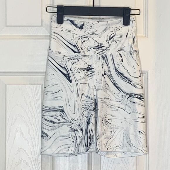 Balance Collection White & Blue Black Marble Design Bike Shorts Size XS - Picture 1 of 9
